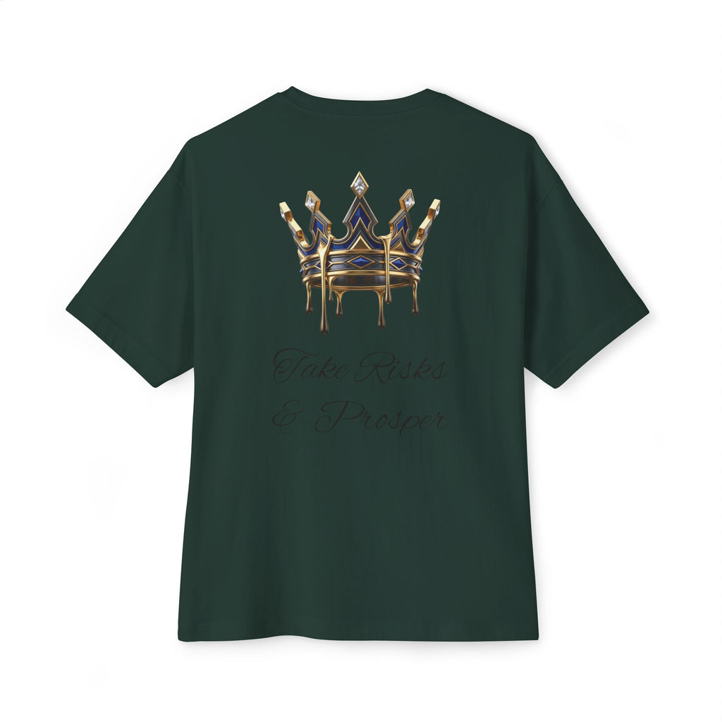 Boxy Tee — 'Take Risks & Prosper' Crown Graphic T‑Shirt