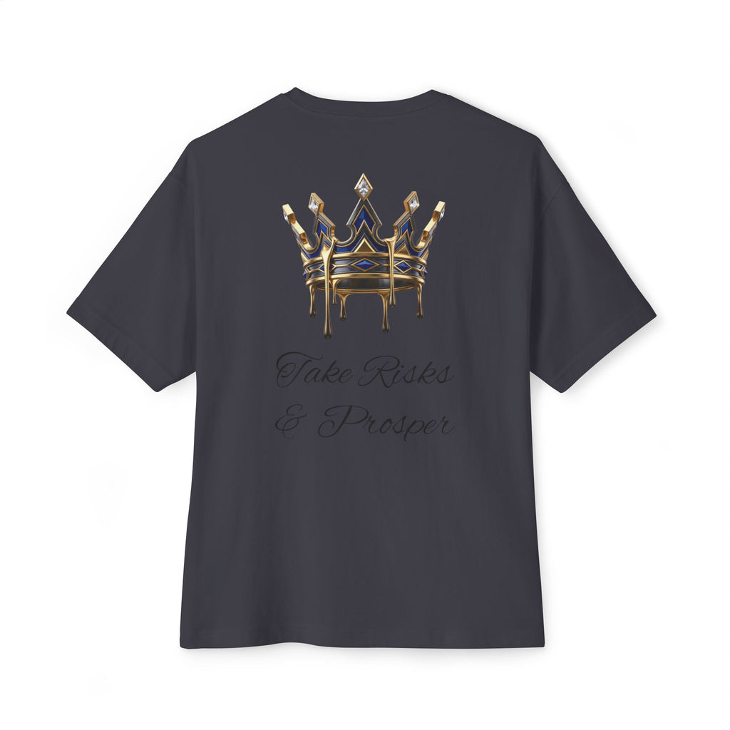 Boxy Tee — 'Take Risks & Prosper' Crown Graphic T‑Shirt