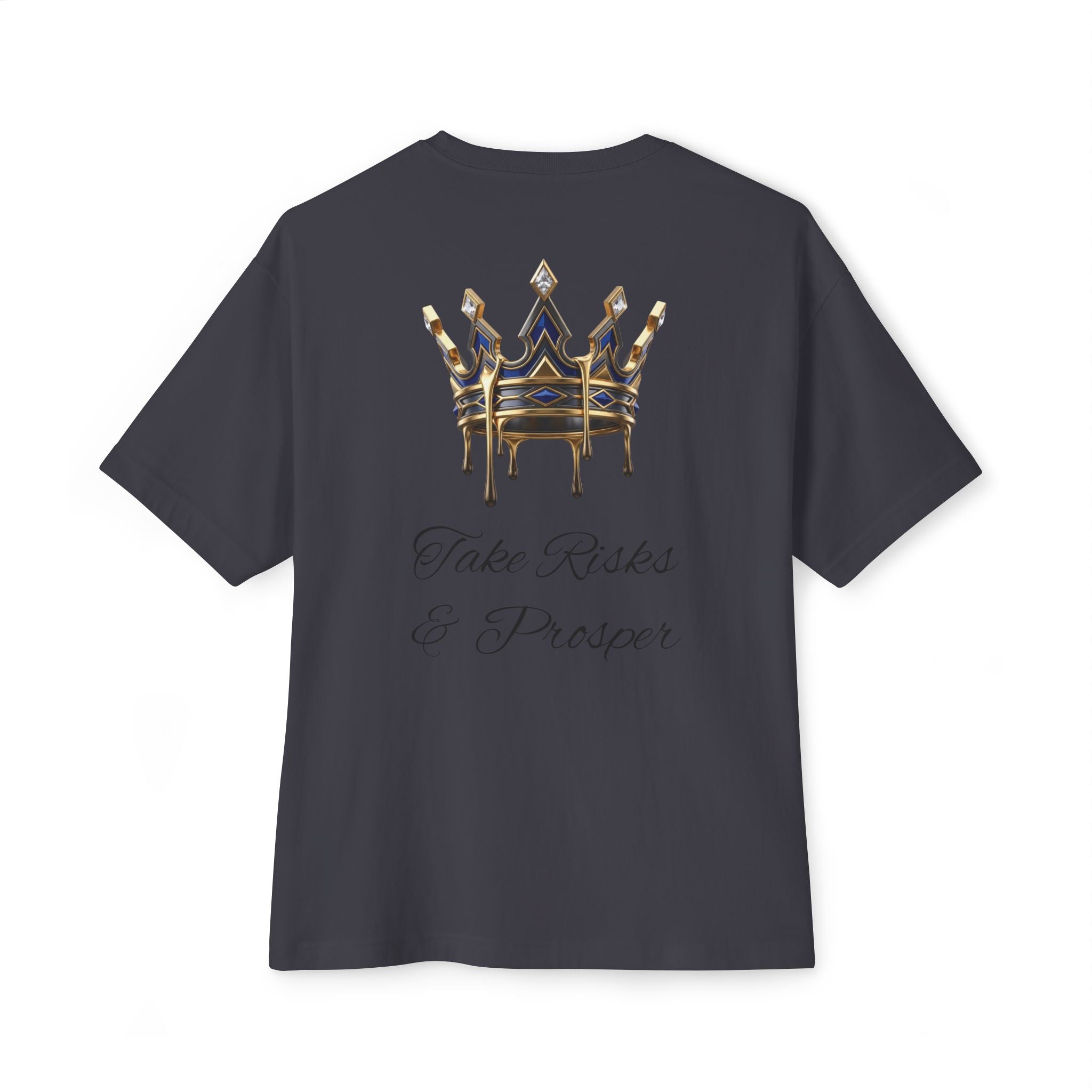 Boxy Tee — 'Take Risks & Prosper' Crown Graphic T‑Shirt