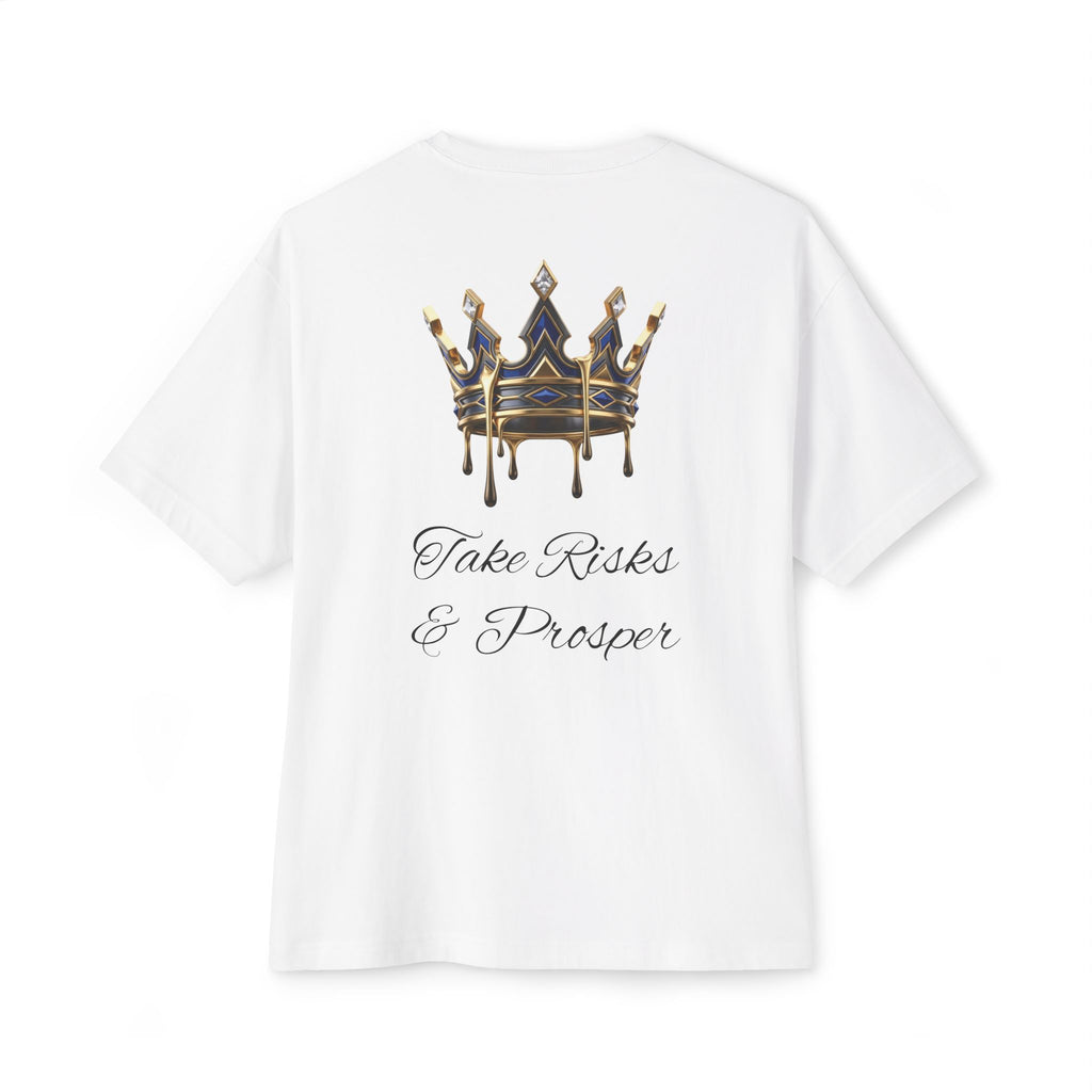 Boxy Tee — 'Take Risks & Prosper' Crown Graphic T‑Shirt