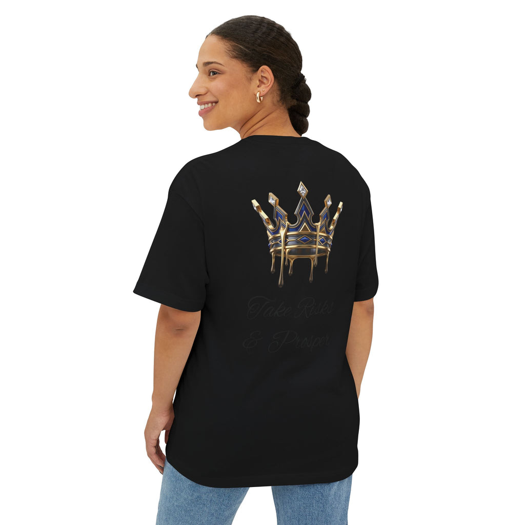 Boxy Tee — 'Take Risks & Prosper' Crown Graphic T‑Shirt