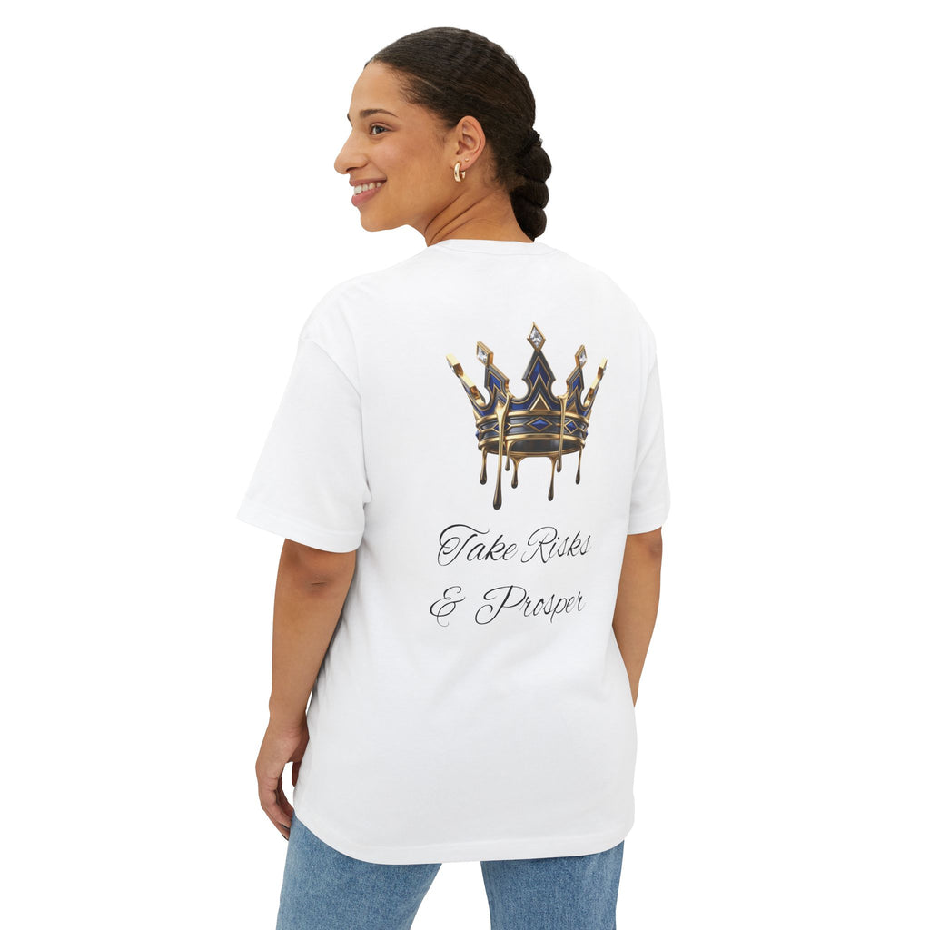 Boxy Tee — 'Take Risks & Prosper' Crown Graphic T‑Shirt