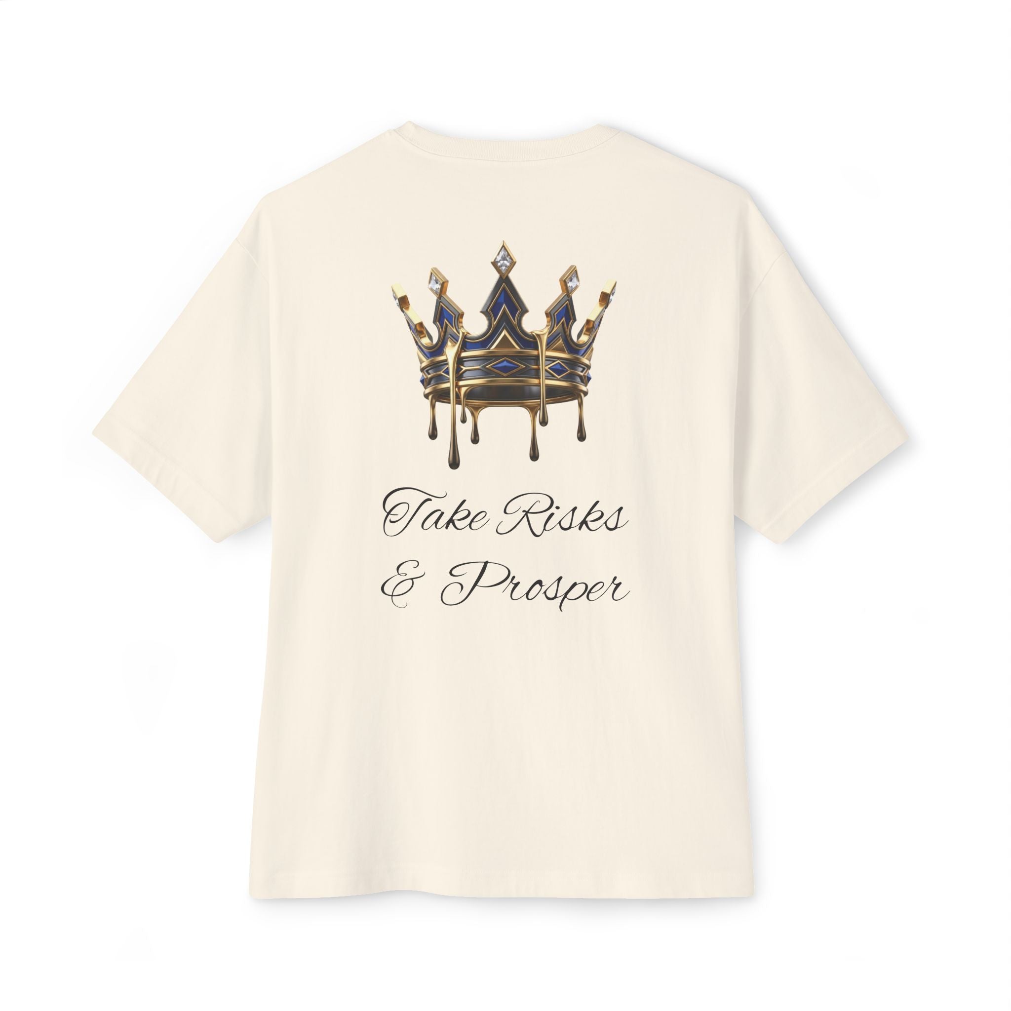Boxy Tee — 'Take Risks & Prosper' Crown Graphic T‑Shirt