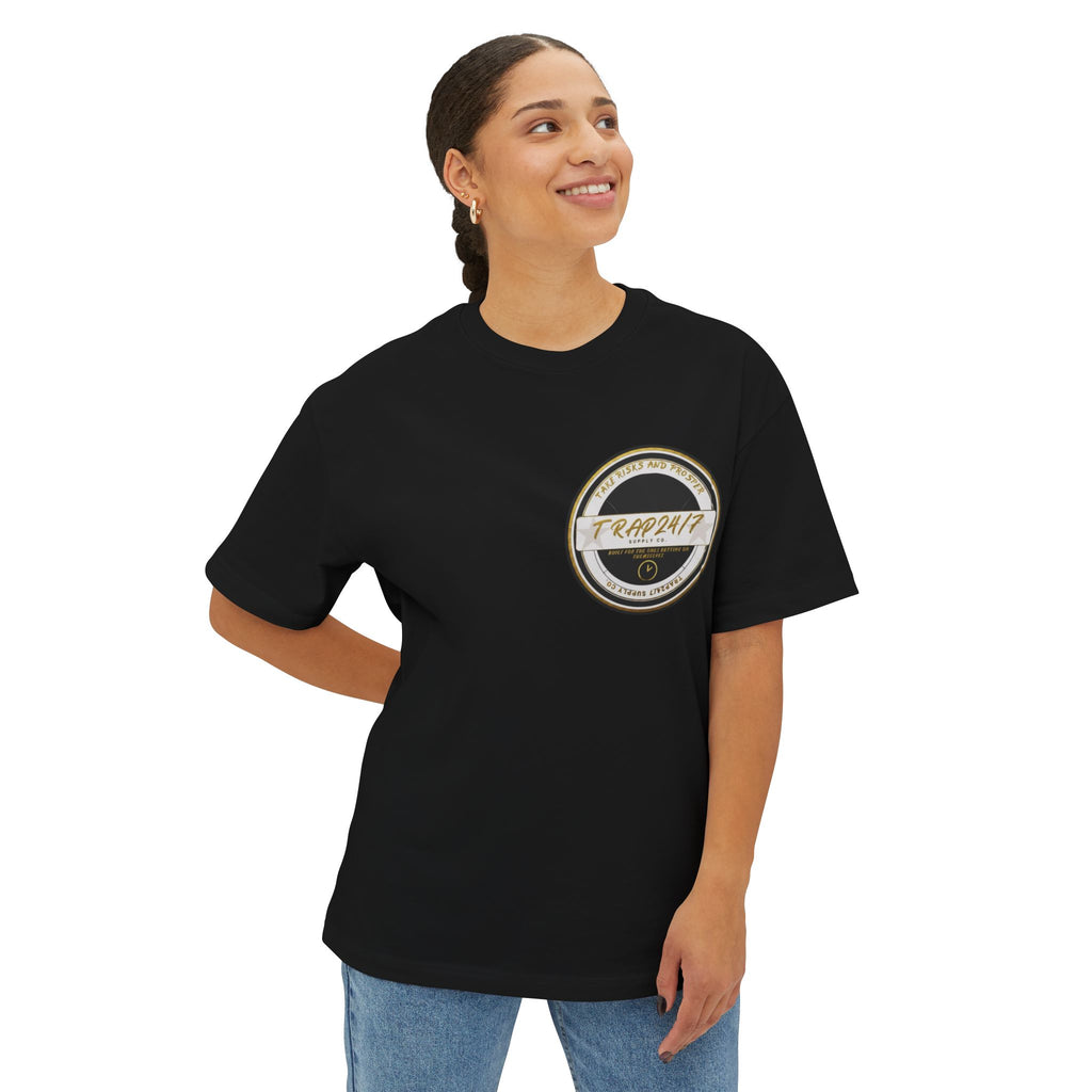Boxy Tee — 'Take Risks & Prosper' Crown Graphic T‑Shirt
