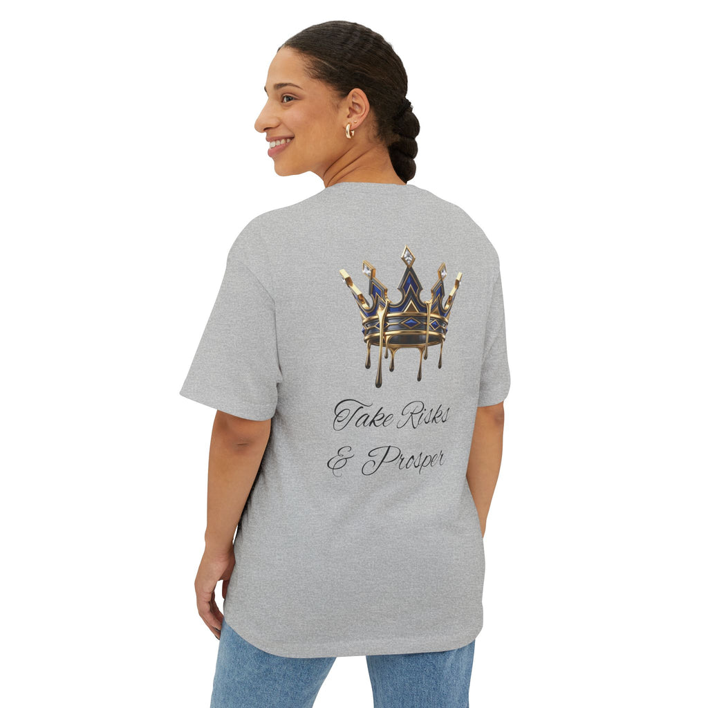 Boxy Tee — 'Take Risks & Prosper' Crown Graphic T‑Shirt