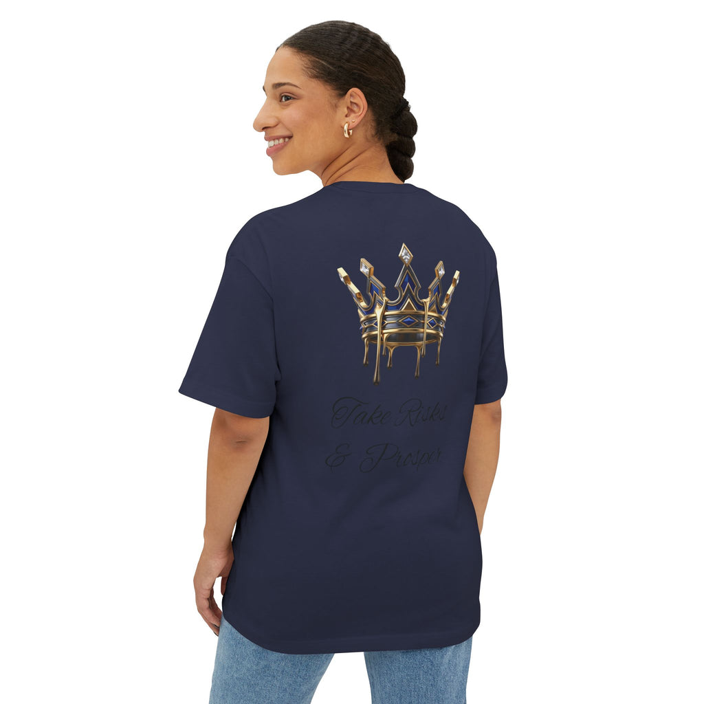 Boxy Tee — 'Take Risks & Prosper' Crown Graphic T‑Shirt